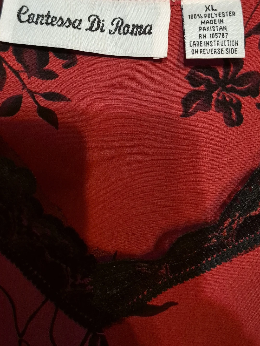 Women's Red Floral Lace-Trim Sleep Set
